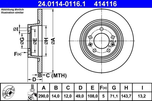 ATE 24.0114-0116.1 - Bremsscheibe alexcarstop-ersatzteile.com