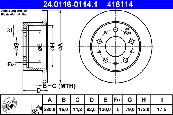 ATE 24.0116-0114.1 - Bremsscheibe alexcarstop-ersatzteile.com