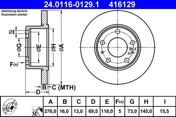 ATE 24.0116-0129.1 - Bremsscheibe alexcarstop-ersatzteile.com