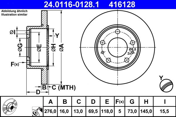 ATE 24.0116-0128.1 - Bremsscheibe alexcarstop-ersatzteile.com