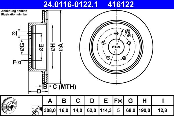 ATE 24.0116-0122.1 - Bremsscheibe alexcarstop-ersatzteile.com