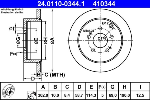 ATE 24.0110-0344.1 - Bremsscheibe alexcarstop-ersatzteile.com