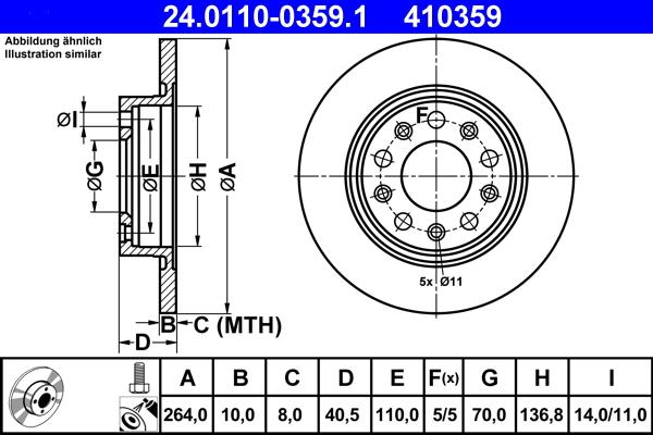 ATE 24.0110-0359.1 - Bremsscheibe alexcarstop-ersatzteile.com