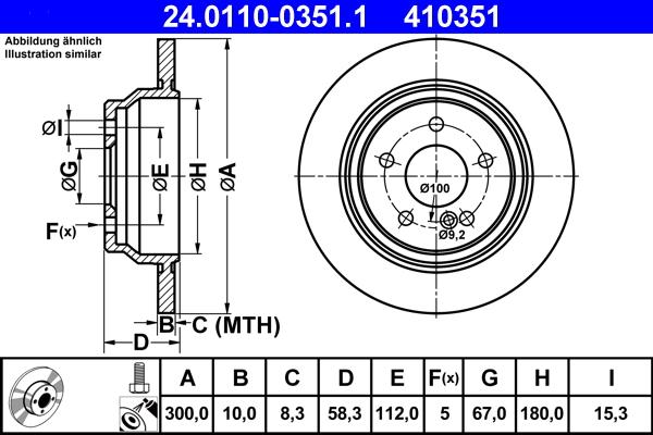 ATE 24.0110-0351.1 - Bremsscheibe alexcarstop-ersatzteile.com