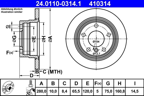 ATE 24.0110-0314.1 - Bremsscheibe alexcarstop-ersatzteile.com