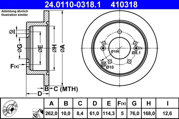 ATE 24.0110-0318.1 - Bremsscheibe alexcarstop-ersatzteile.com