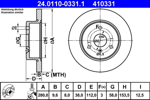 ATE 24.0110-0331.1 - Bremsscheibe alexcarstop-ersatzteile.com