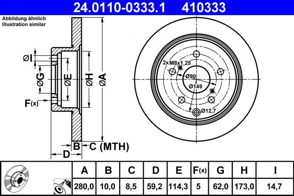 ATE 24.0110-0333.1 - Bremsscheibe alexcarstop-ersatzteile.com