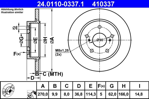 ATE 24.0110-0337.1 - Bremsscheibe alexcarstop-ersatzteile.com