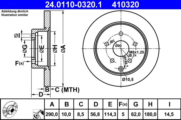 ATE 24.0110-0320.1 - Bremsscheibe alexcarstop-ersatzteile.com