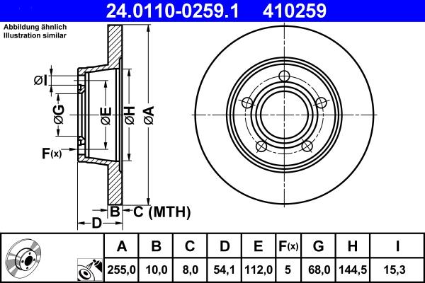 ATE 24.0110-0259.1 - Bremsscheibe alexcarstop-ersatzteile.com