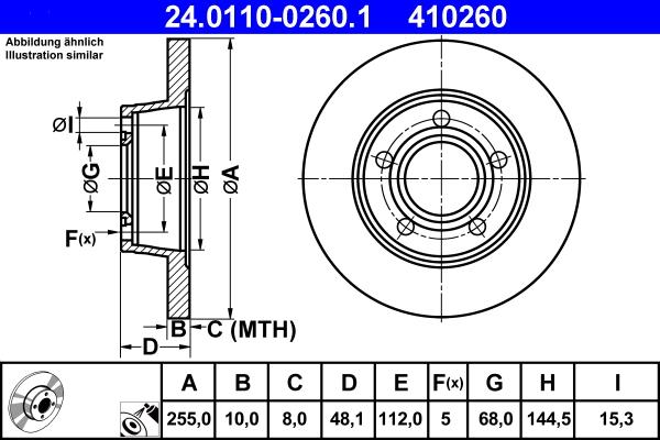 ATE 24.0110-0260.1 - Bremsscheibe alexcarstop-ersatzteile.com