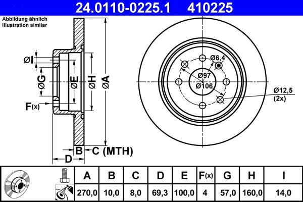 ATE 24.0110-0225.1 - Bremsscheibe alexcarstop-ersatzteile.com