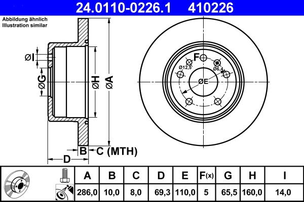 ATE 24.0110-0226.1 - Bremsscheibe alexcarstop-ersatzteile.com