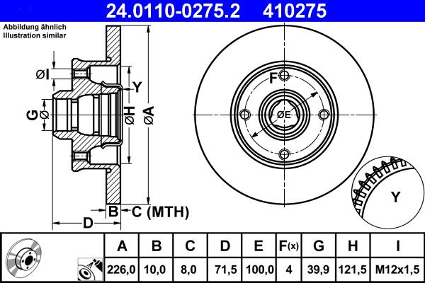 ATE 24.0110-0275.2 - Bremsscheibe alexcarstop-ersatzteile.com