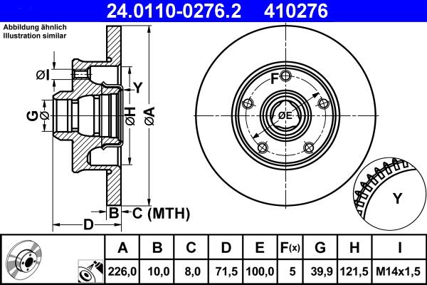 ATE 24.0110-0276.2 - Bremsscheibe alexcarstop-ersatzteile.com