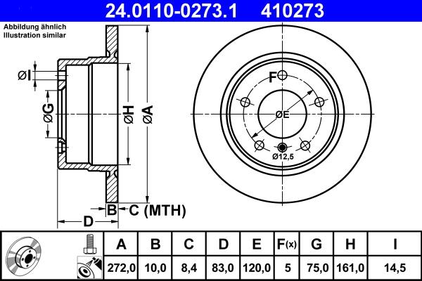 ATE 24.0110-0273.1 - Bremsscheibe alexcarstop-ersatzteile.com