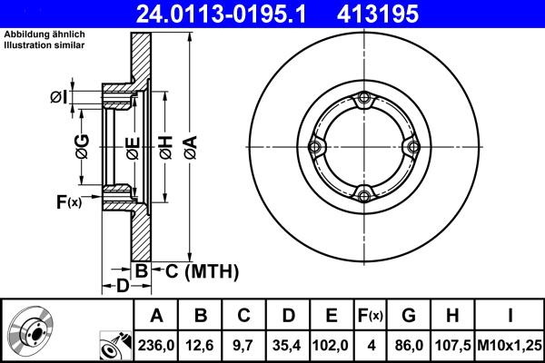 ATE 24.0113-0195.1 - Bremsscheibe alexcarstop-ersatzteile.com