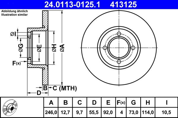 ATE 24.0113-0125.1 - Bremsscheibe alexcarstop-ersatzteile.com