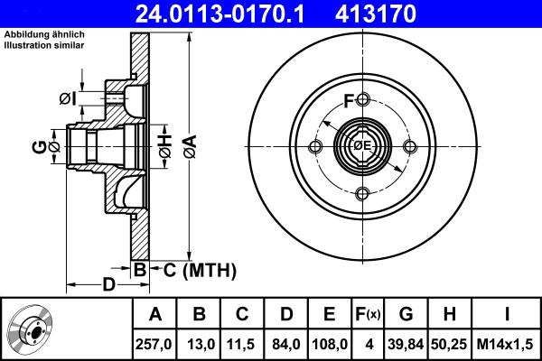 ATE 24.0113-0170.1 - Bremsscheibe alexcarstop-ersatzteile.com