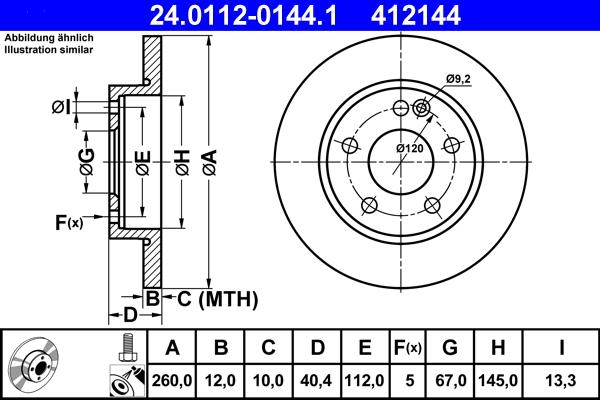 ATE 24.0112-0144.1 - Bremsscheibe alexcarstop-ersatzteile.com