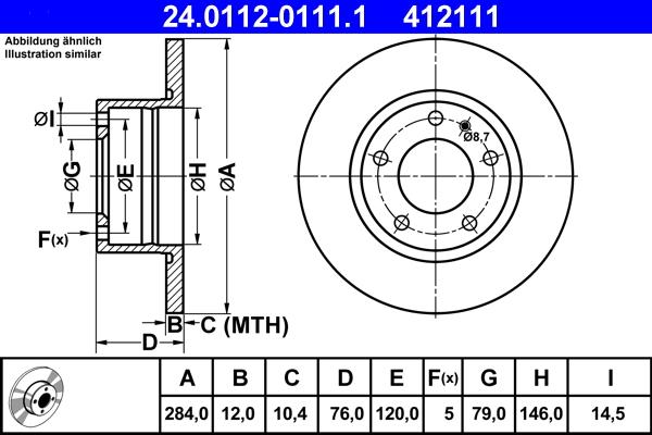 ATE 24.0112-0111.1 - Bremsscheibe alexcarstop-ersatzteile.com