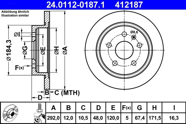 ATE 24.0112-0187.1 - Bremsscheibe alexcarstop-ersatzteile.com