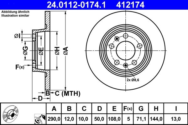 ATE 24.0112-0174.1 - Bremsscheibe alexcarstop-ersatzteile.com