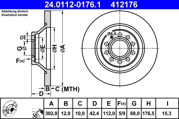 ATE 24.0112-0176.1 - Bremsscheibe alexcarstop-ersatzteile.com