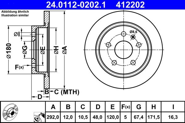 ATE 24.0112-0202.1 - Bremsscheibe alexcarstop-ersatzteile.com