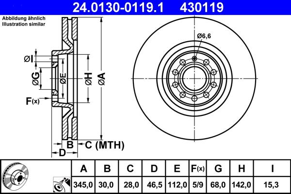 ATE 24.0130-0119.1 - Bremsscheibe alexcarstop-ersatzteile.com