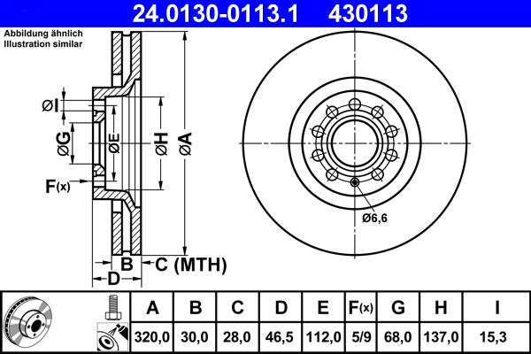 ATE 24.0130-0113.1 - Bremsscheibe alexcarstop-ersatzteile.com