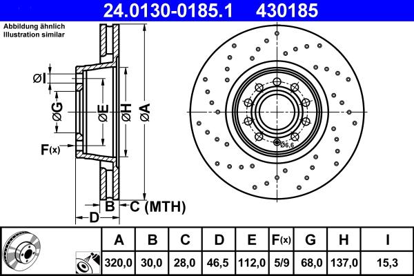 ATE 24.0130-0185.1 - Bremsscheibe alexcarstop-ersatzteile.com