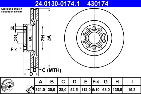 ATE 24.0130-0174.1 - Bremsscheibe alexcarstop-ersatzteile.com