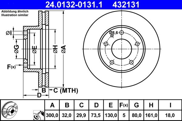 ATE 24.0132-0131.1 - Bremsscheibe alexcarstop-ersatzteile.com