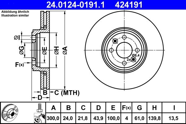 ATE 24.0124-0191.1 - Bremsscheibe alexcarstop-ersatzteile.com