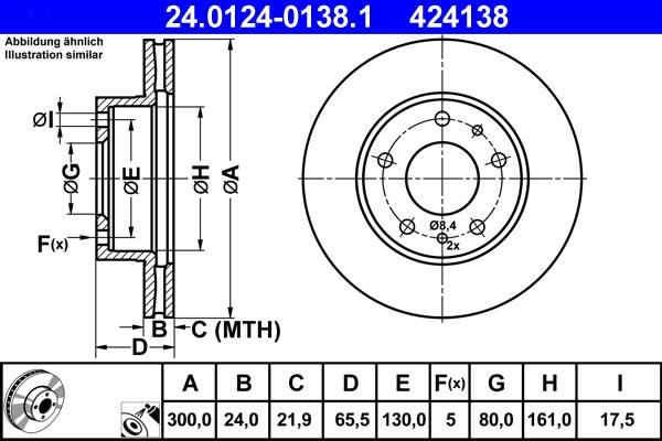 ATE 24.0124-0138.1 - Bremsscheibe alexcarstop-ersatzteile.com