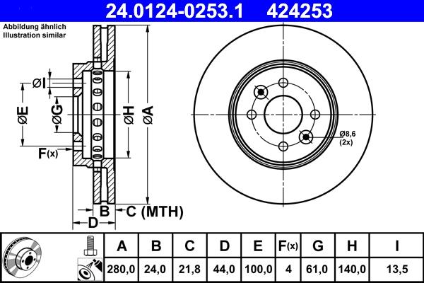 ATE 24.0124-0253.1 - Bremsscheibe alexcarstop-ersatzteile.com