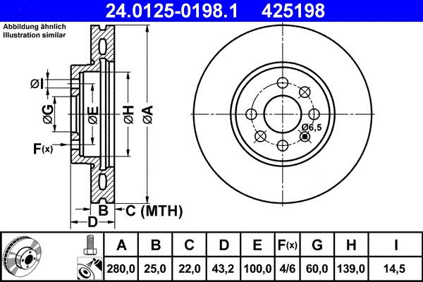 ATE 24.0125-0198.1 - Bremsscheibe alexcarstop-ersatzteile.com