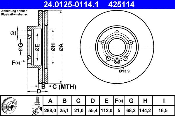 ATE 24.0125-0114.1 - Bremsscheibe alexcarstop-ersatzteile.com