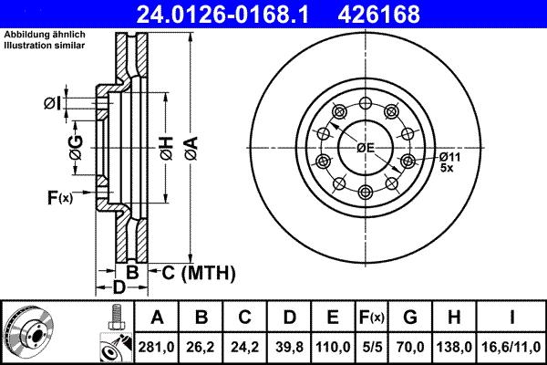 ATE 24.0126-0168.1 - Bremsscheibe alexcarstop-ersatzteile.com