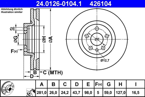 ATE 24.0126-0104.1 - Bremsscheibe alexcarstop-ersatzteile.com