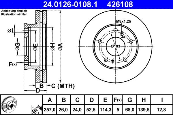 ATE 24.0126-0108.1 - Bremsscheibe alexcarstop-ersatzteile.com