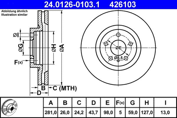 ATE 24.0126-0103.1 - Bremsscheibe alexcarstop-ersatzteile.com