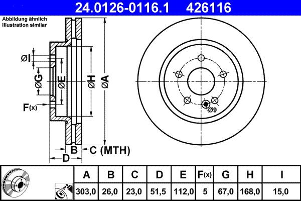 ATE 24.0126-0116.1 - Bremsscheibe alexcarstop-ersatzteile.com