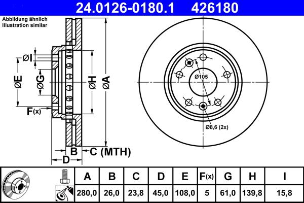 ATE 24.0126-0180.1 - Bremsscheibe alexcarstop-ersatzteile.com