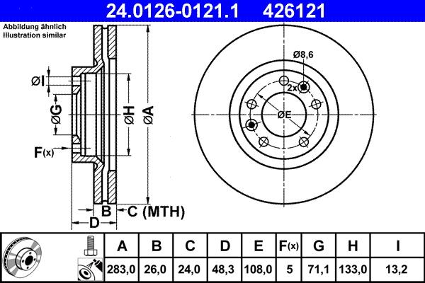 ATE 24.0126-0121.1 - Bremsscheibe alexcarstop-ersatzteile.com