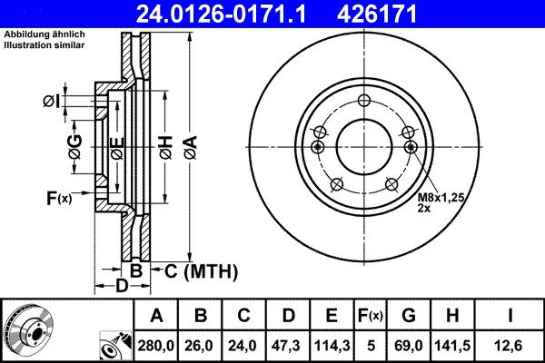 ATE 24.0126-0171.1 - Bremsscheibe alexcarstop-ersatzteile.com