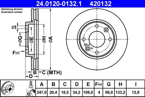 ATE 24.0120-0132.1 - Bremsscheibe alexcarstop-ersatzteile.com