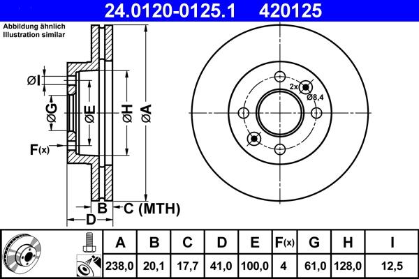 ATE 24.0120-0125.1 - Bremsscheibe alexcarstop-ersatzteile.com